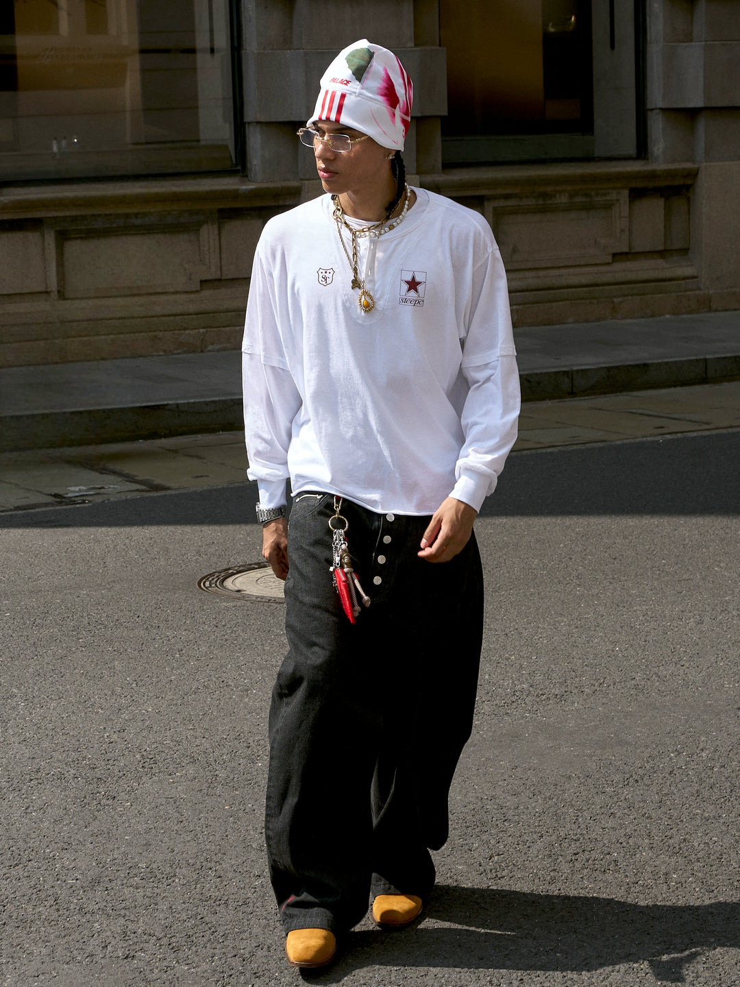 STEEPC Pearl Star Layered Henley Neck Long Sleeve Tee | Face 3 Face