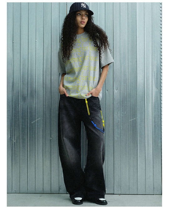 S45 Vintage Whisker Wash Distressed Slub Denim Jeans