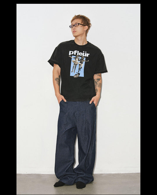 NOVACAM Vintage Washed Photo Print Short Sleeve Tee | Face 3 Face