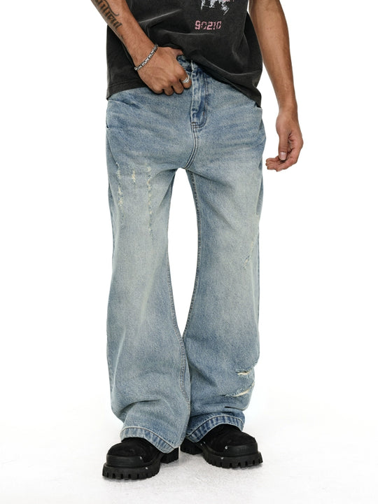 ANTIDOTE Destruction Scratches Washed Ice Blue Jeans | Face 3 Face