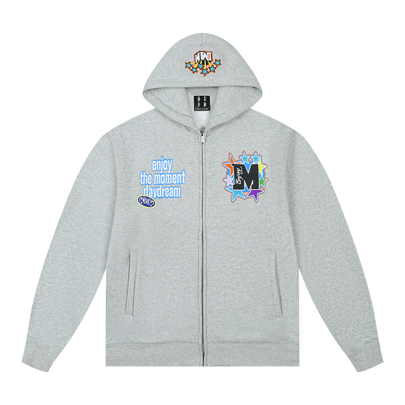 MEDM Blooming Star Embroidered Zip-Up Hoodie | Face 3 Face