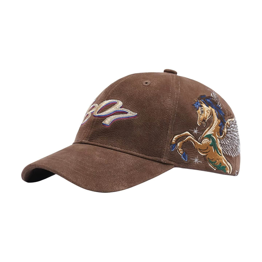 1807 Pegasus 3D Embroidered Flocked PU Leather Dad Hat | Face 3 Face