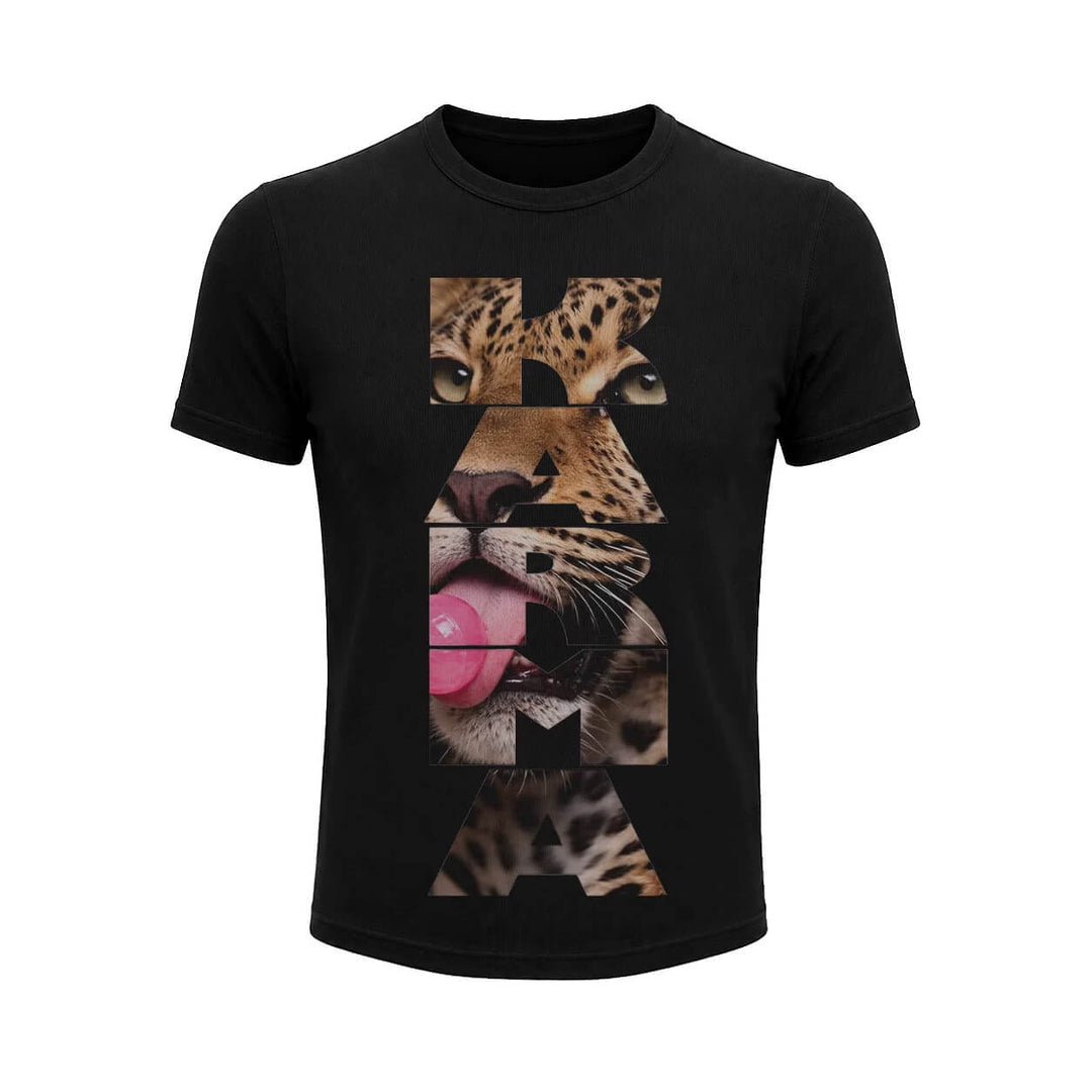 KARMANISTIC Cheetah Logo Print Short Sleeve Tee | Face 3 Face