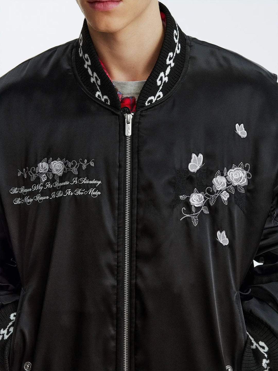 MEDM Rose Embroidered Gemstone MA-1 Bomber Jacket | Face 3 Face
