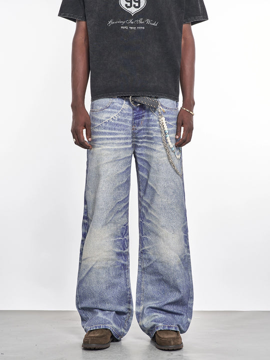F3F Select 3D Chain Print Washed Jeans | Face 3 Face