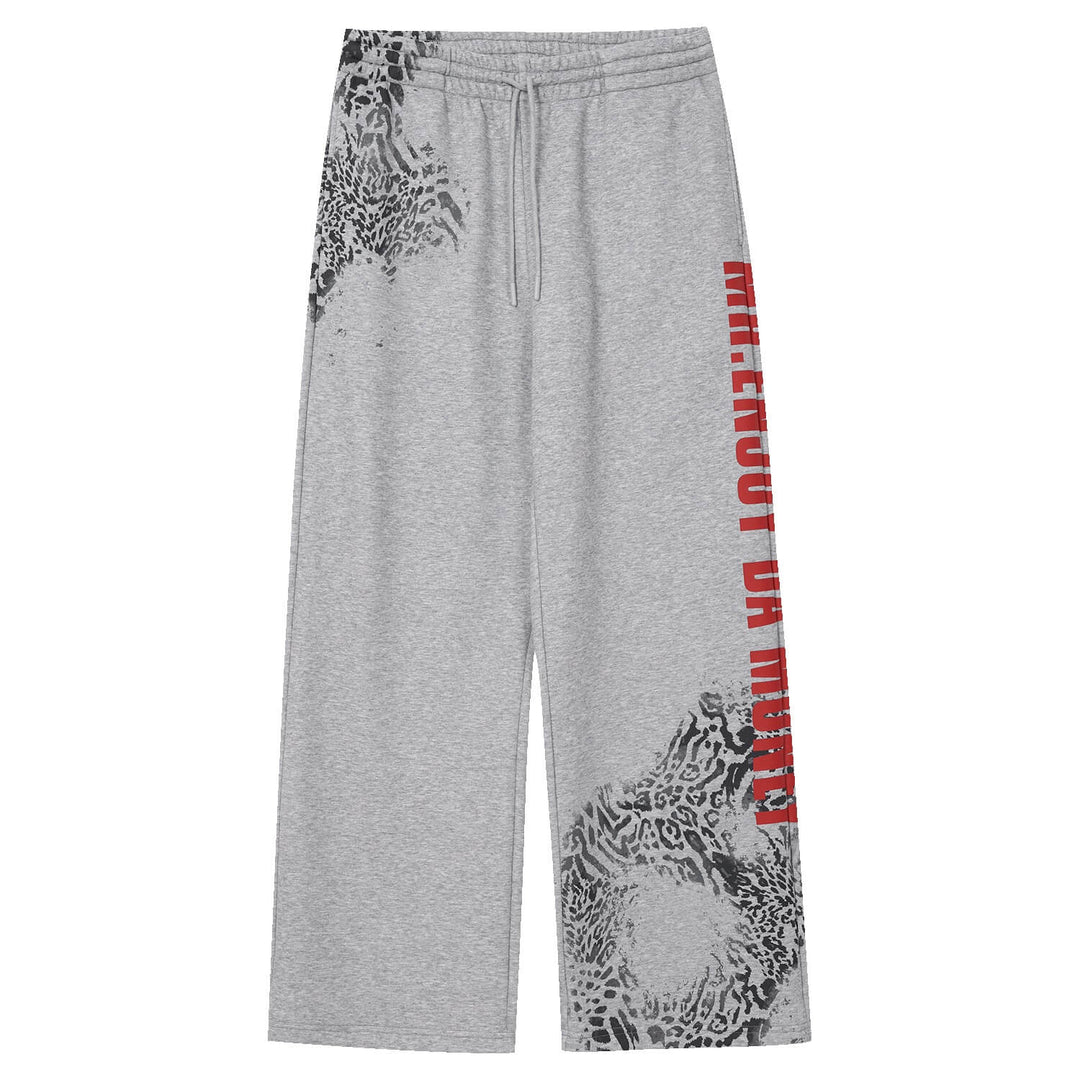 MEDM Leopard and Logo Print Baggy Sweatpants | Face 3 Face