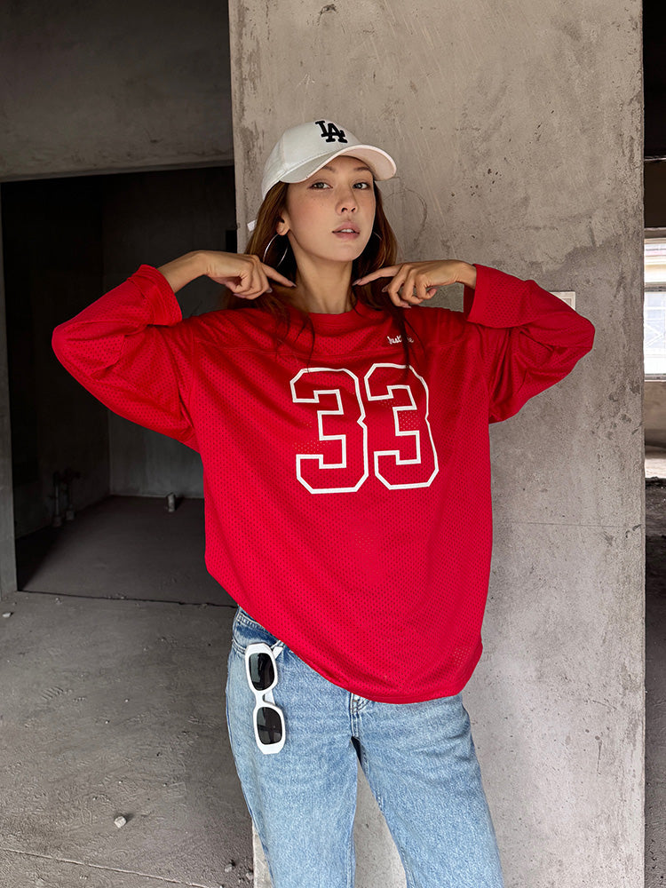 JUST VIBE 33 Numbering Printed Mesh Hockey Jersey