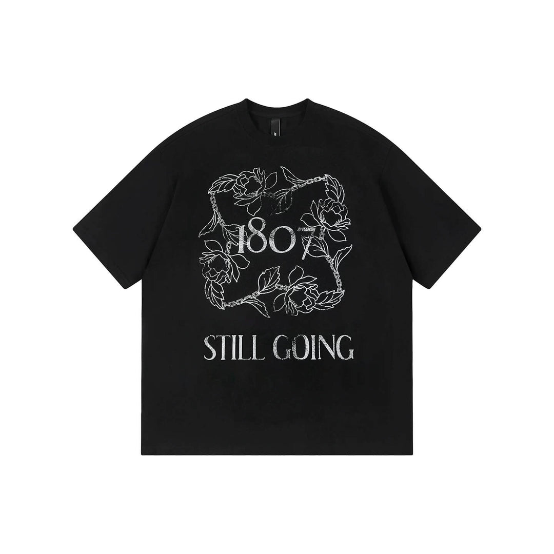 1807 Vintage Floral Chain Logo Print Short Sleeve Tee | Face 3 Face