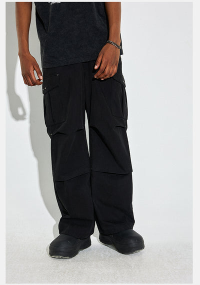 DICETINY Basic Embroidered Logo Washed Nylon Twill Work Cargo Pants | Face 3 Face