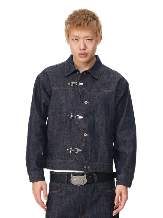EVILKNIGHT(EK) 3D Cut Twisted Front Denim Jacket | Face 3 Face