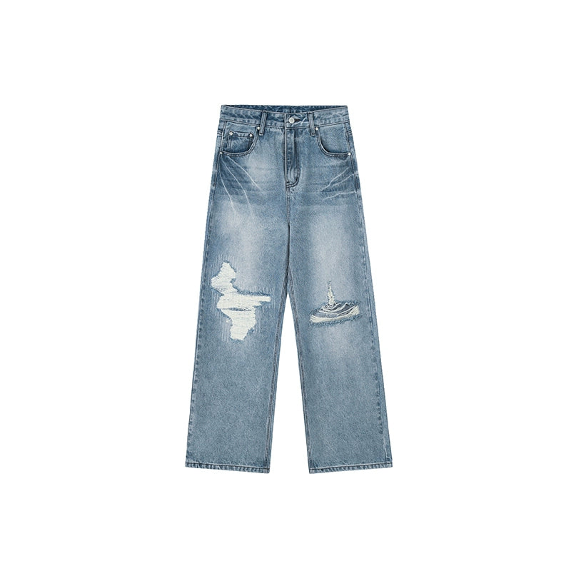 Achock Butterfly Washed Broken Hole Distressed Jeans | Face 3 Face