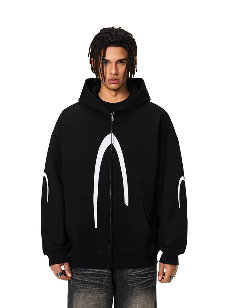 Achock Heavyweight Logo Printed Zip Up Hoodie | Face 3 Face