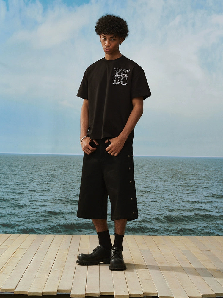 YADcrew Side Stud Denim Shorts | Face 3 Face