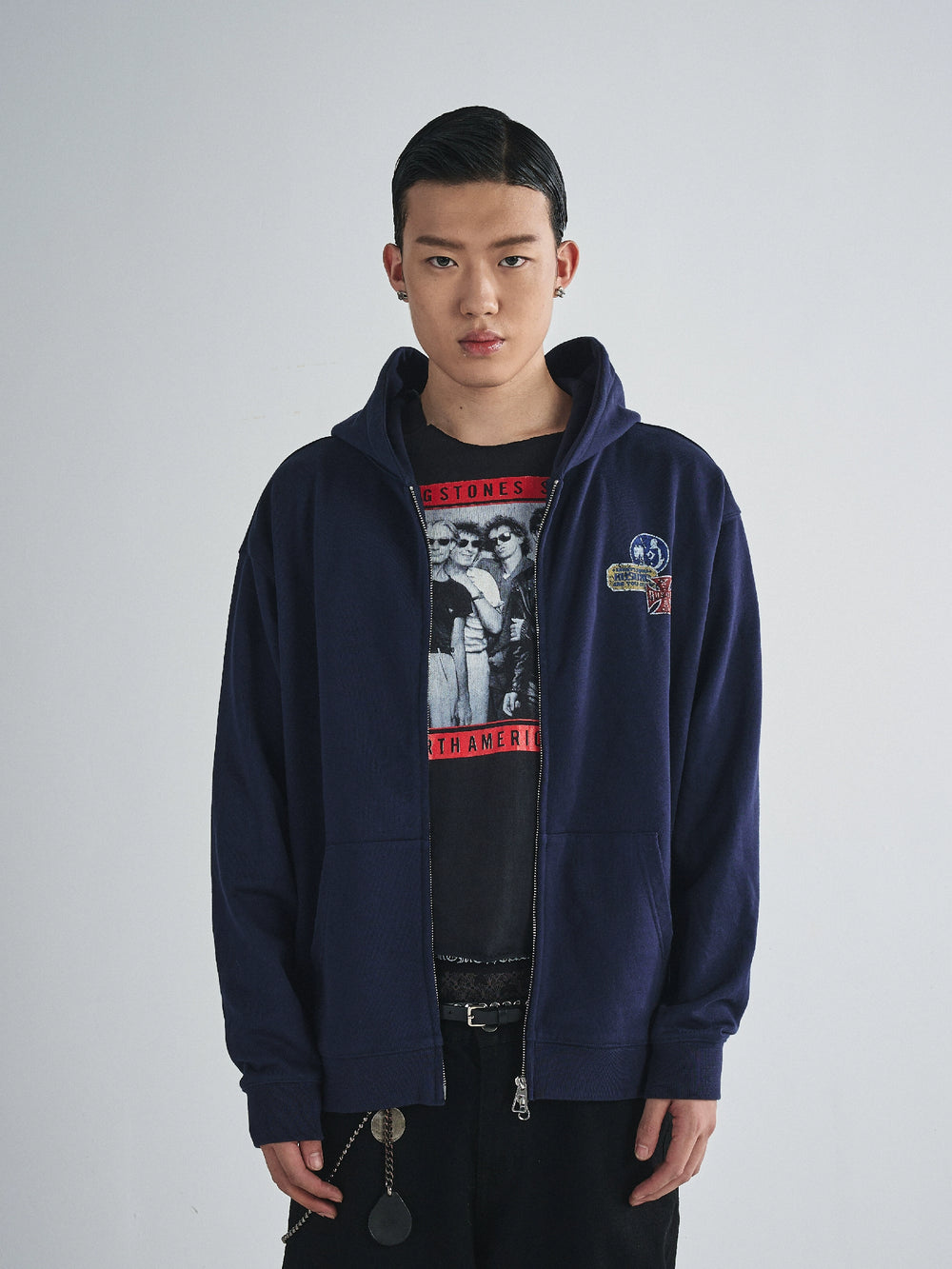 RUSURE Vintage Print Zip Up Hoodie | Face 3 Face