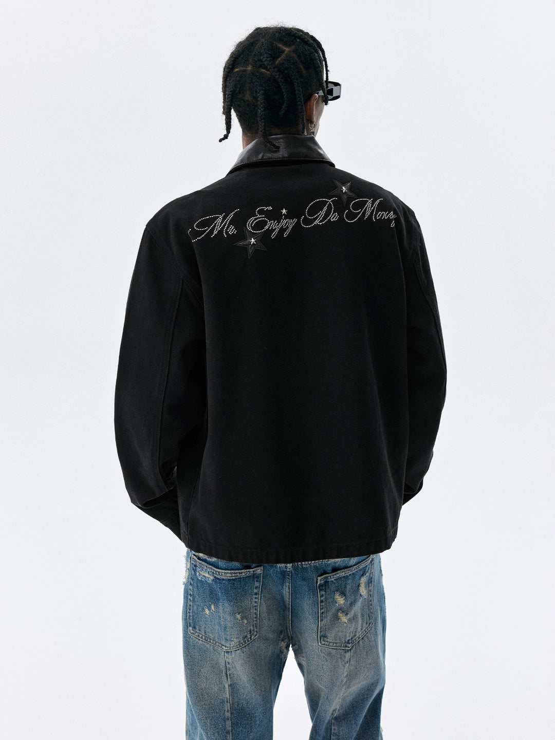 MEDM Star Studded Leather Patch Detroit Jacket | Face 3 Face