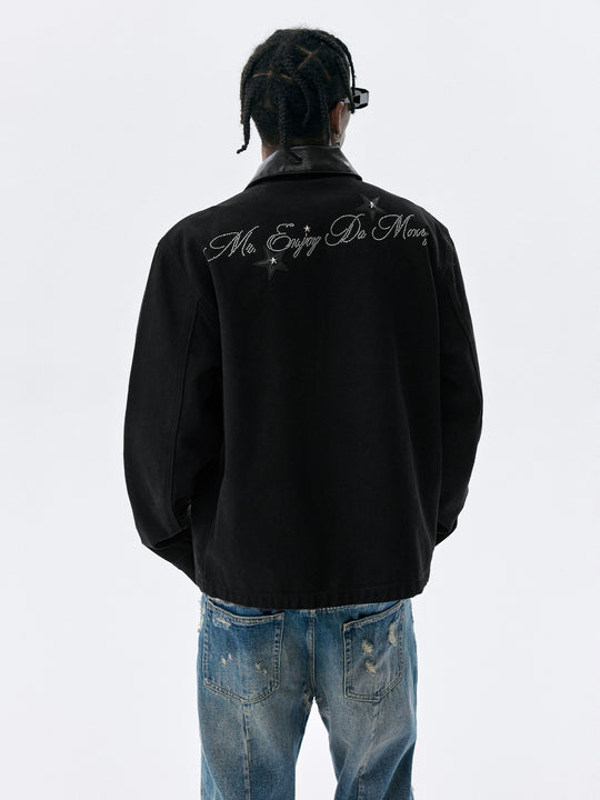 MEDM Star Studded Leather Patch Detroit Jacket | Face 3 Face