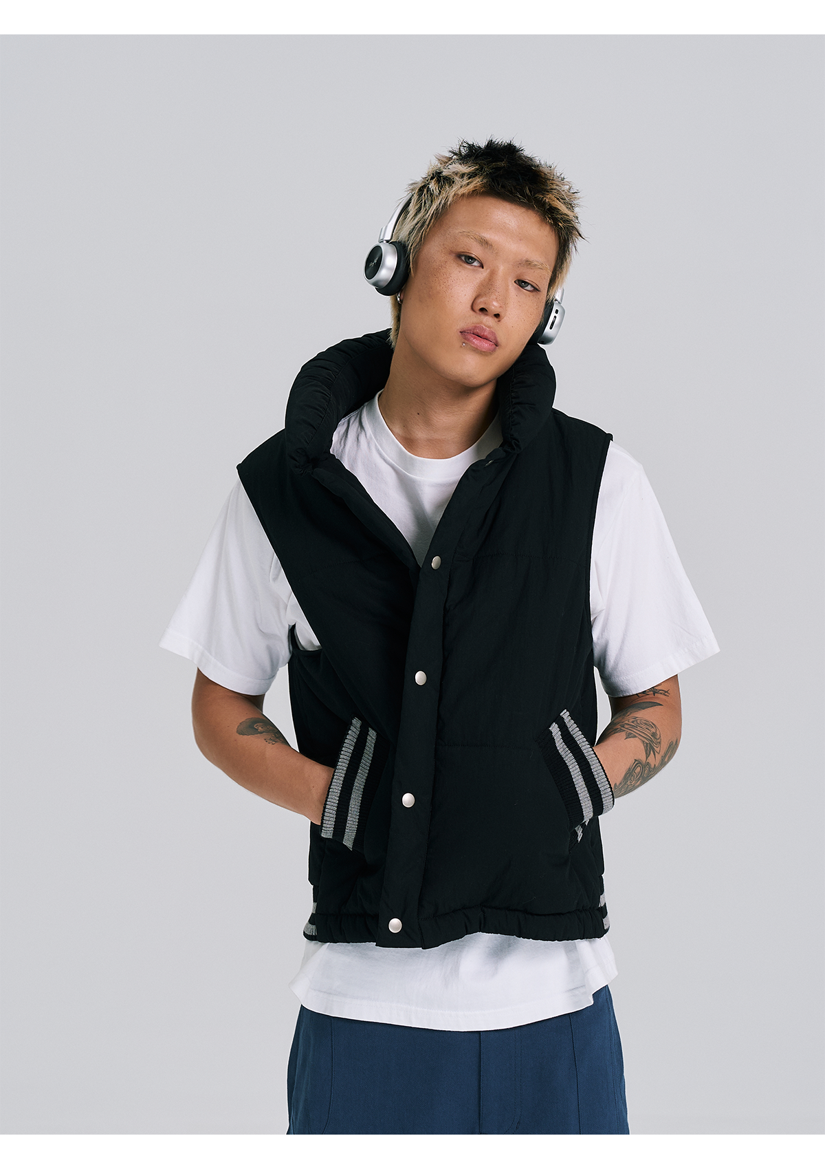 EVILKNIGHT(EK) Pillow Function Stand Up Collar Vest | Face 3 Face