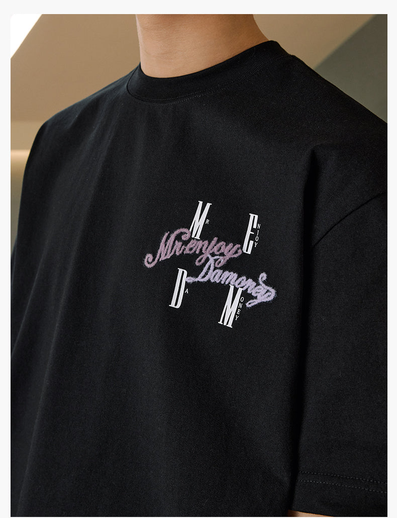 MEDM Fuzzy Embroidered Print Logo Tee | Face 3 Face