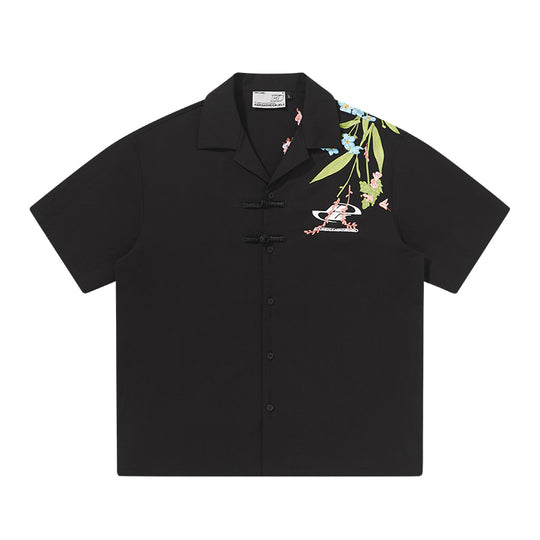 Harsh and Cruel Floral Embroidery Knots Cuban Shirt