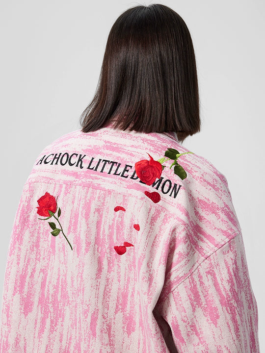 Achock Rose Embroidery Washed Long Sleeved Shirt | Face 3 Face