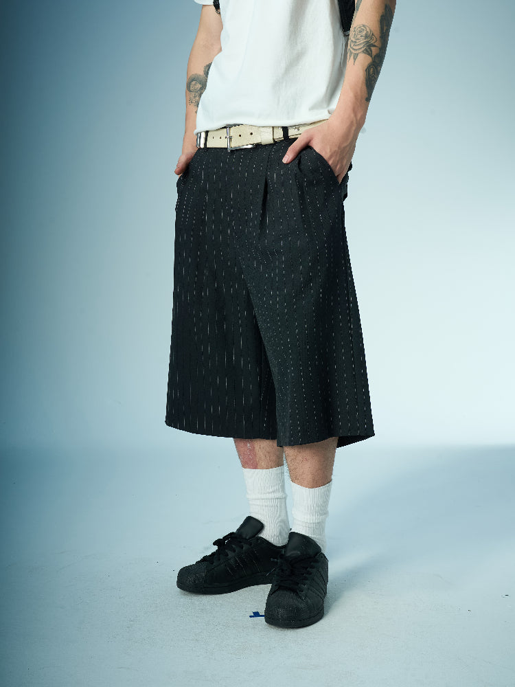 EVILKNIGHT(EK) Dark Pinstripe Suit Shorts | Face 3 Face