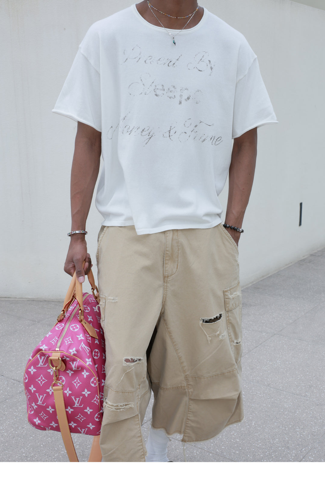 STEEPC Contrast Old Print Boxy Knit Tee | Face 3 Face