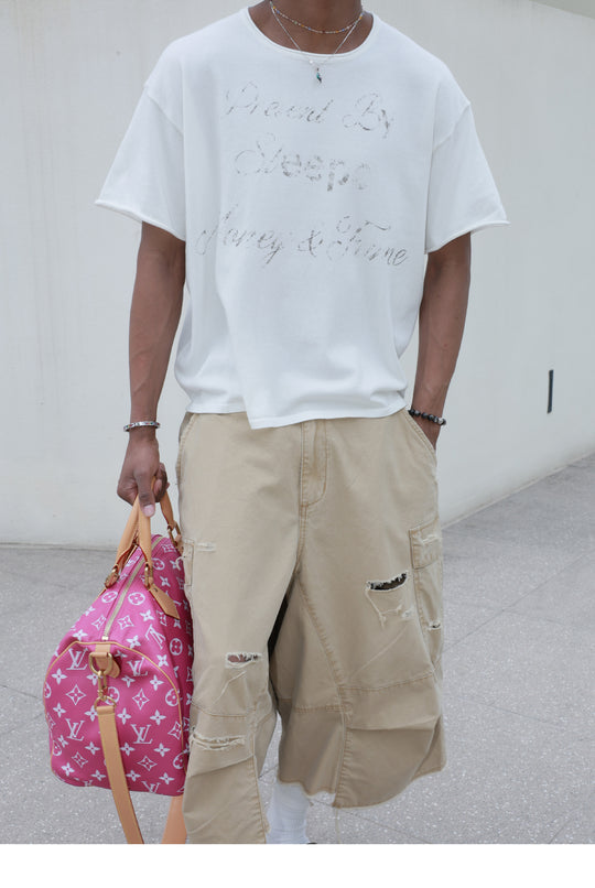 STEEPC Contrast Old Print Boxy Knit Tee | Face 3 Face