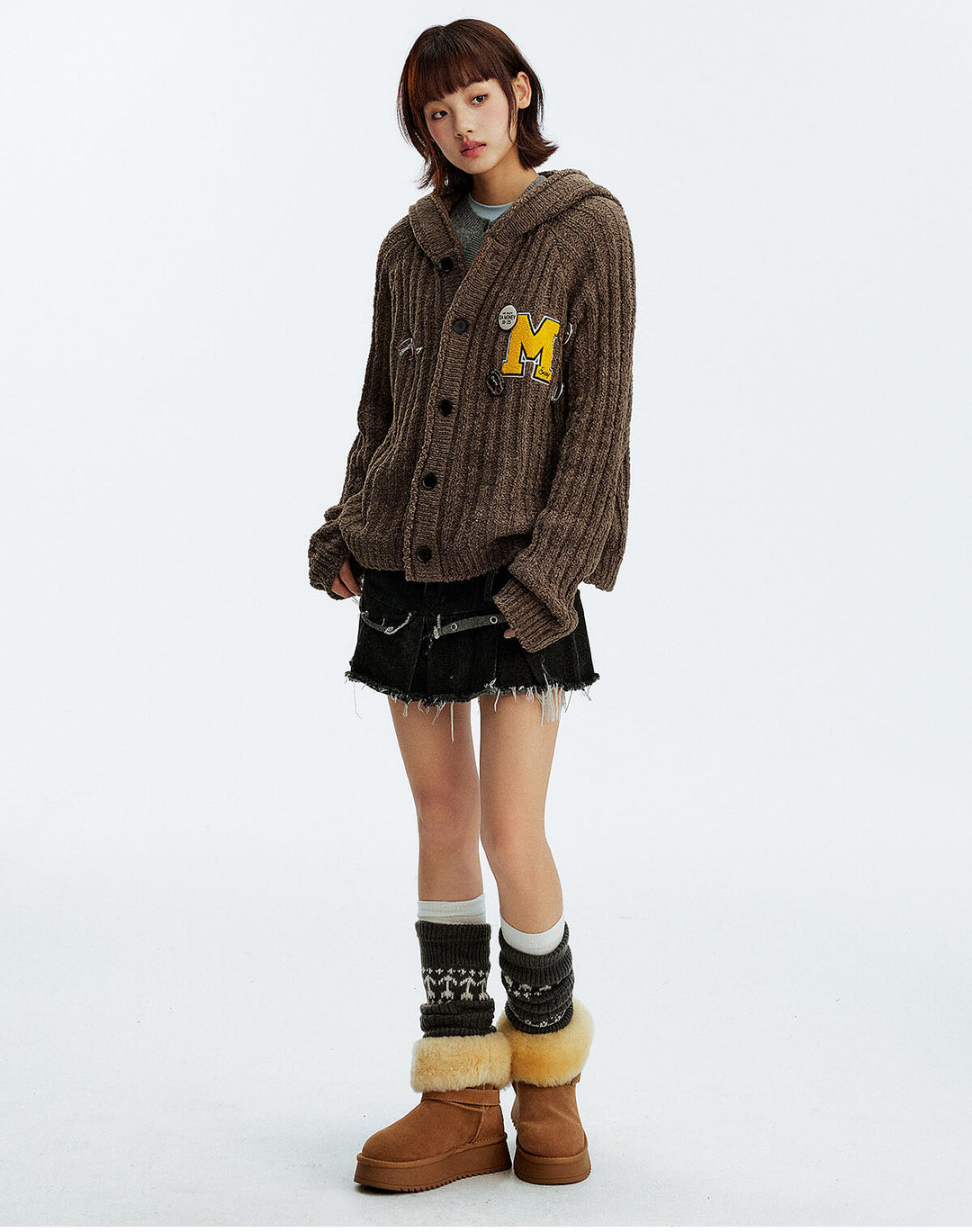 MEDM Stripe Knit Hooded Cardigan | Face 3 Face