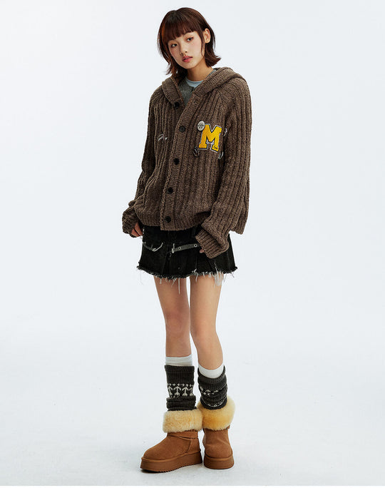 MEDM Stripe Knit Hooded Cardigan | Face 3 Face