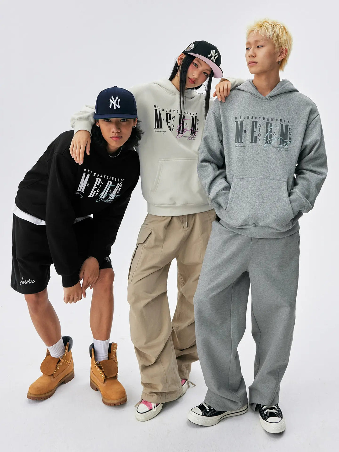 MEDM Logo Print and Embroidered Lettering Hoodie | Face 3 Face