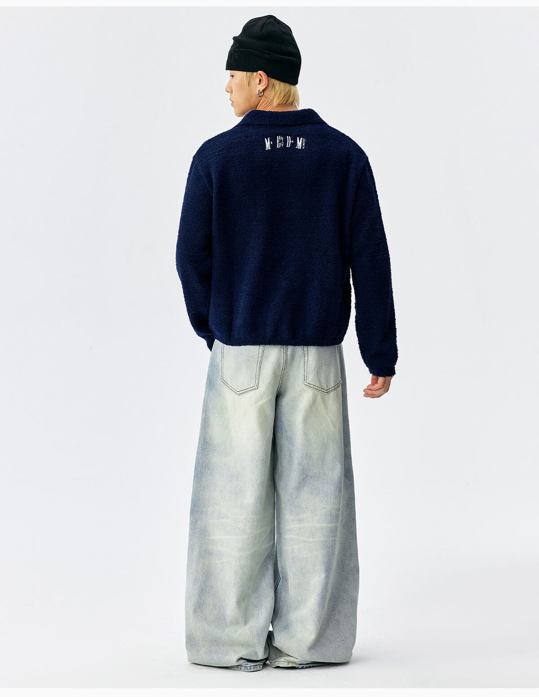 MEDM Coral Fleece Knit Long Sleeve Polo | Face 3 Face