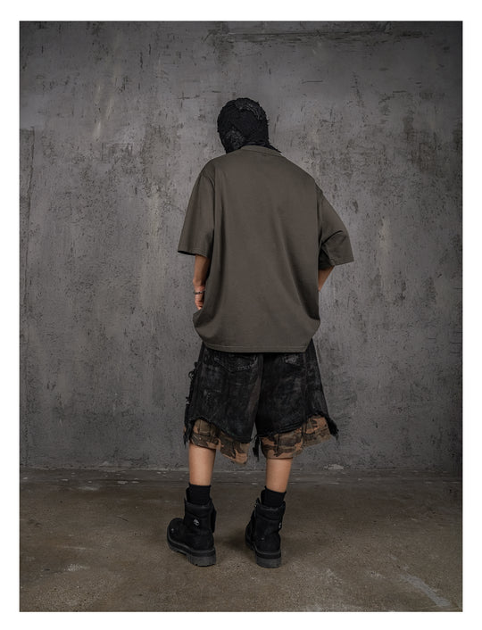 UNDERWATER Brown Sand-Washed Basic Faded Tee | Face 3 Face