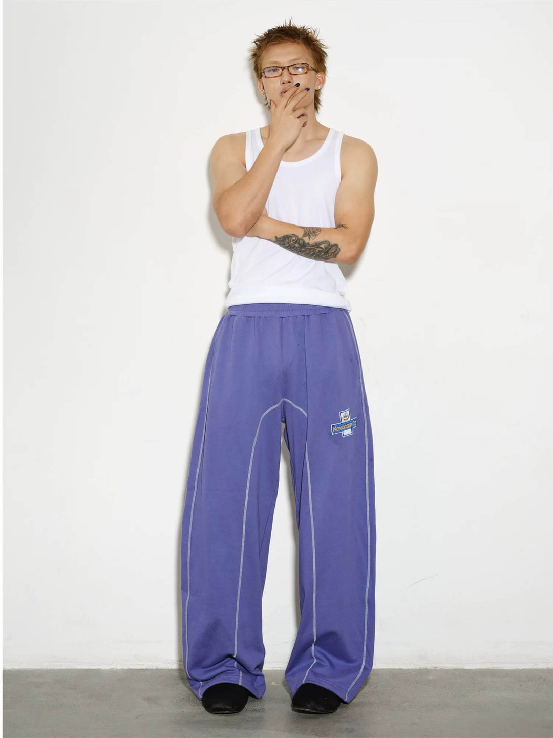 NOVACAM Inspired Embroidered Curved Baggy Sweatpants | Face 3 Face