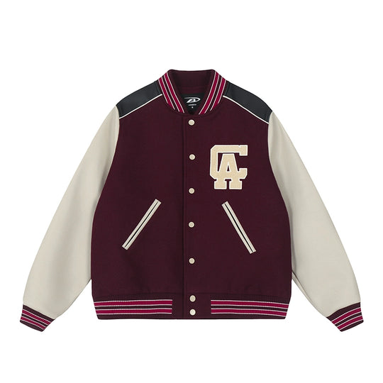 Racer varsity jacket | Achock College Embroidery Navy Blue Varsity Jacket | Face 3 Face