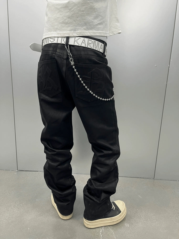 KARMANISTIC Waxed Black Jeans | Face 3 Face