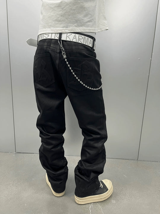 KARMANISTIC Waxed Black Jeans | Face 3 Face