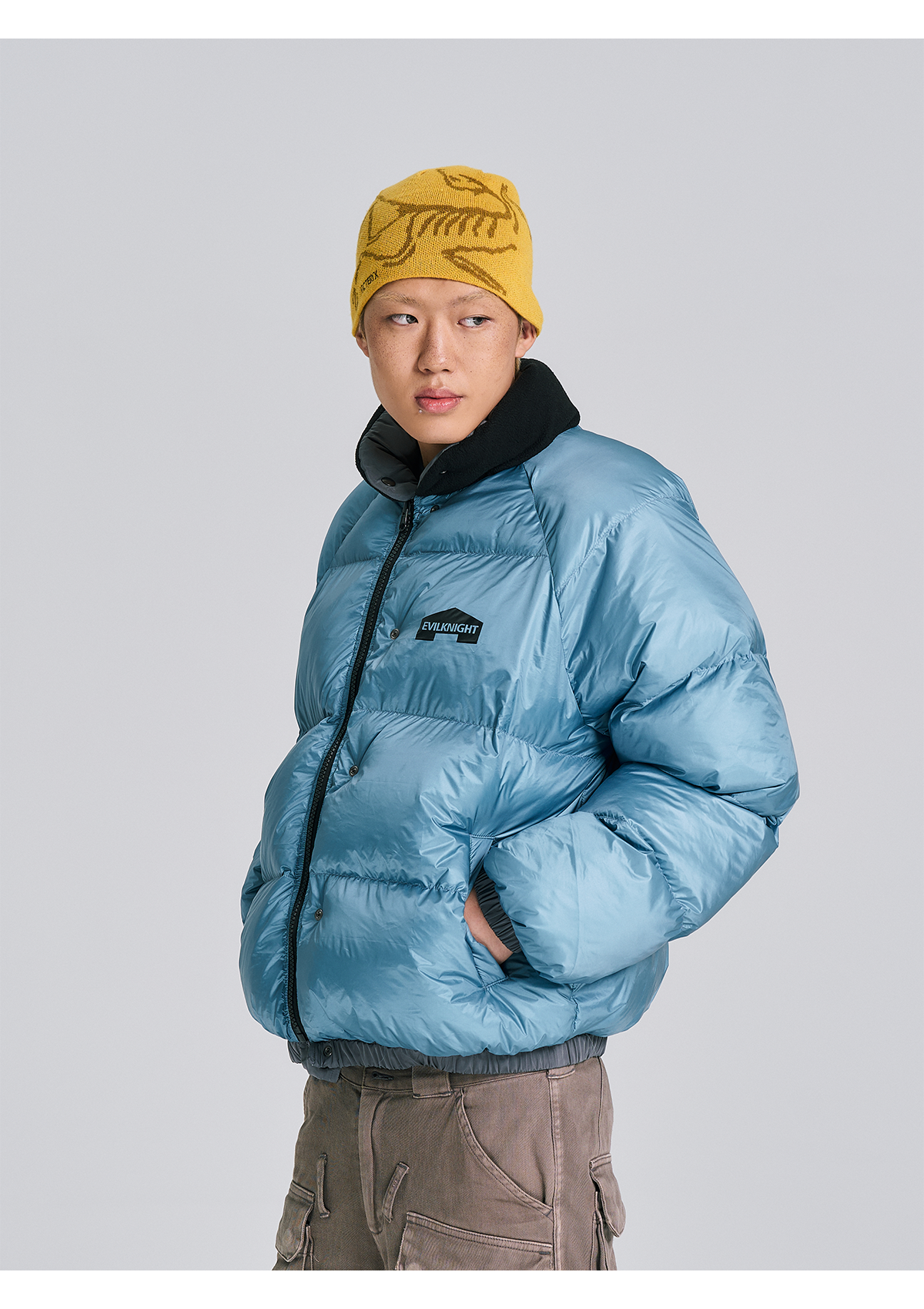 EVILKNIGHT(EK) Stand Up Collar Reversible Puffer Jacket | Face 3 Face