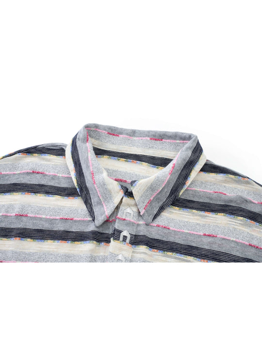EVILKNIGHT(EK) Striped Embroidered Short Sleeve Polo | Face 3 Face