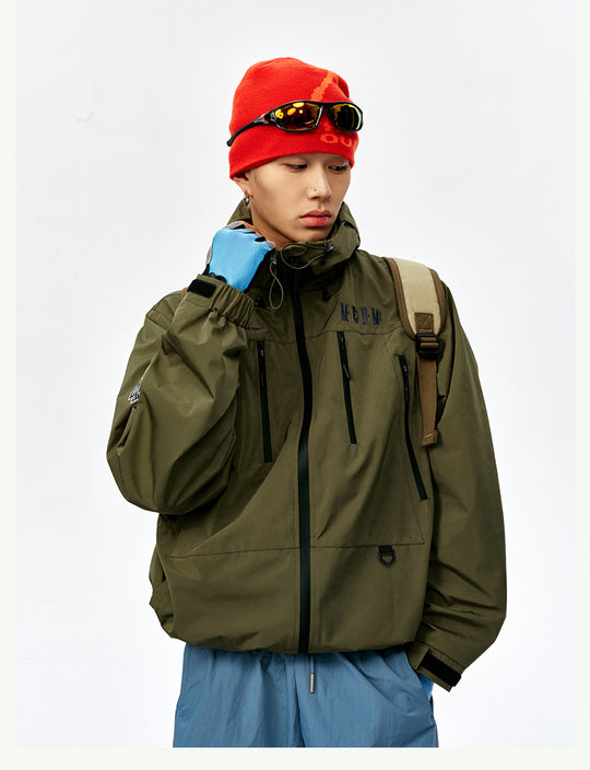 MEDM Basic Logo Embroidered Hardshell Jacket | Face 3 Face