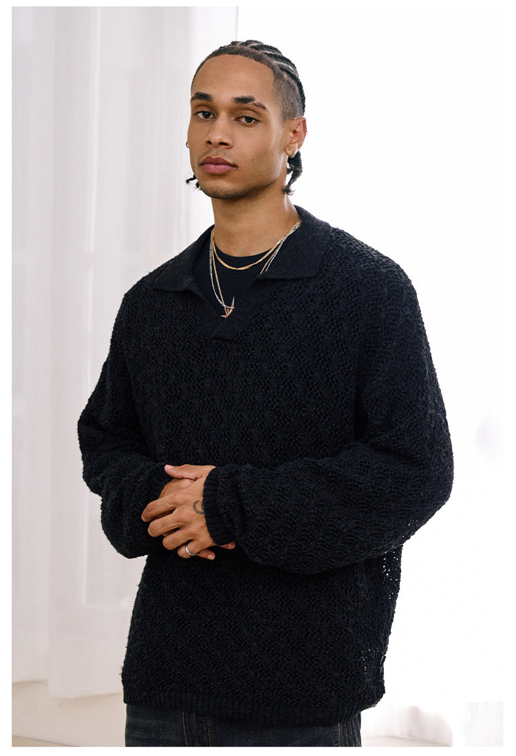 Remedy Mesh Polo Knit Sweater | Face 3 Face