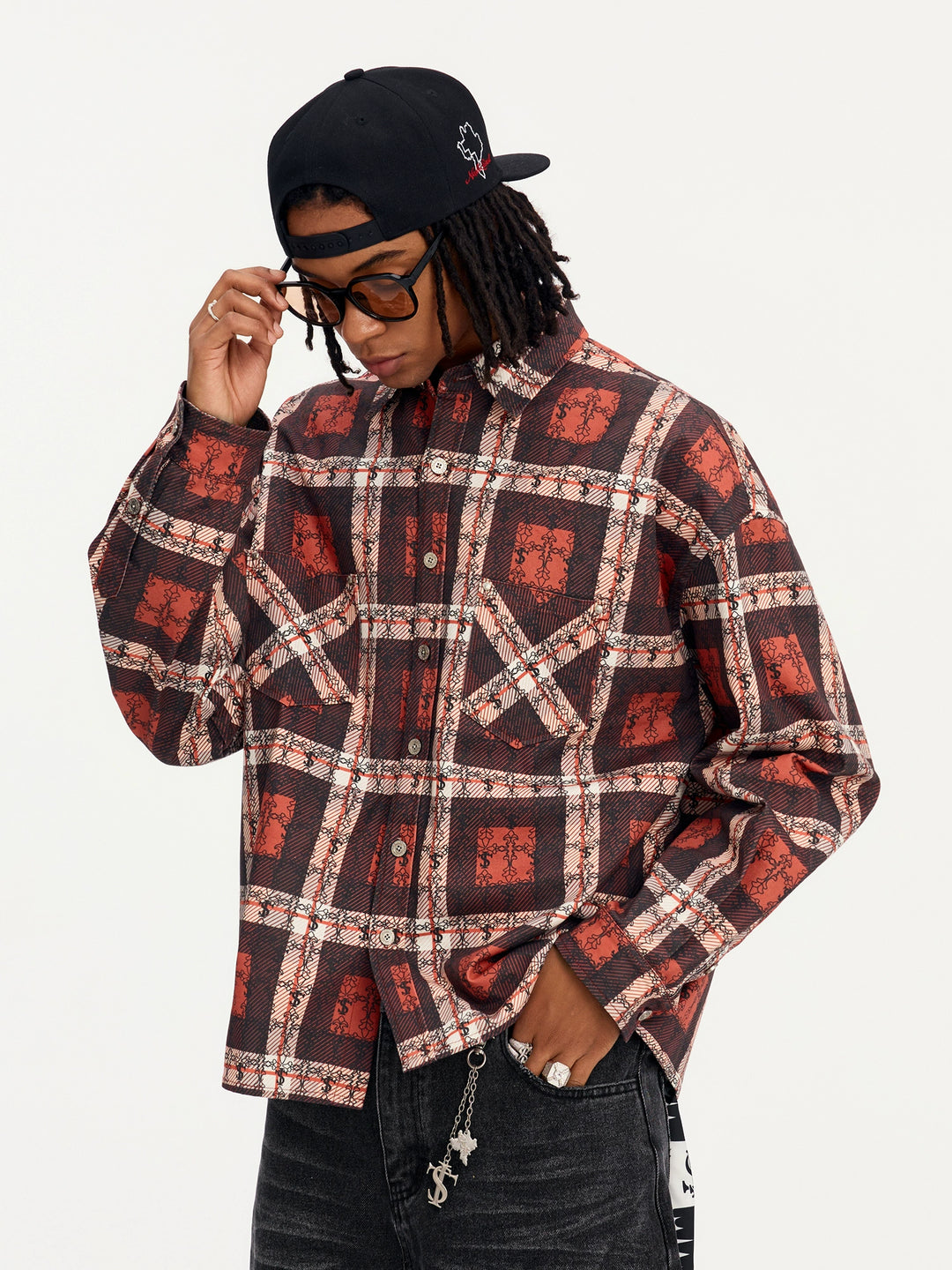 Small Town Kid Cross Logo Original Plaid Full-Print Long Sleeve Shirt | Face 3 Face