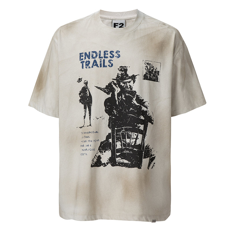 F2CE Mud Dyed Vintage Print Tee | Face 3 Face