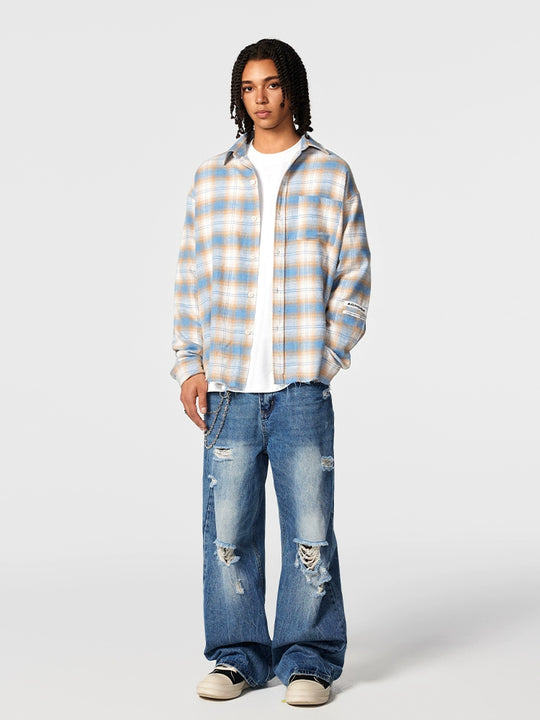Achock Plaid Raw Hem Long Sleeved Shirt | Face 3 Face