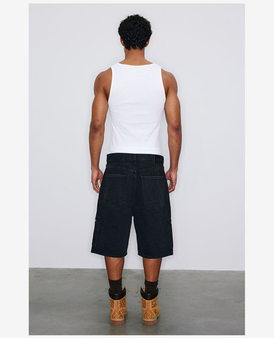 NOVACAM Washed Denim Zip Pocket Work Baggy Shorts | Face 3 Face