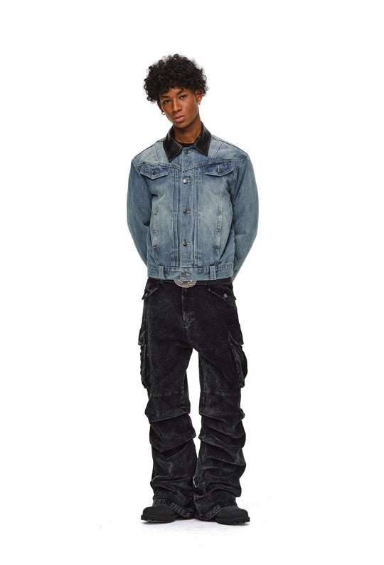 ANTIDOTE Rivet Studded Fleece Lined Denim Jacket | Face 3 Face