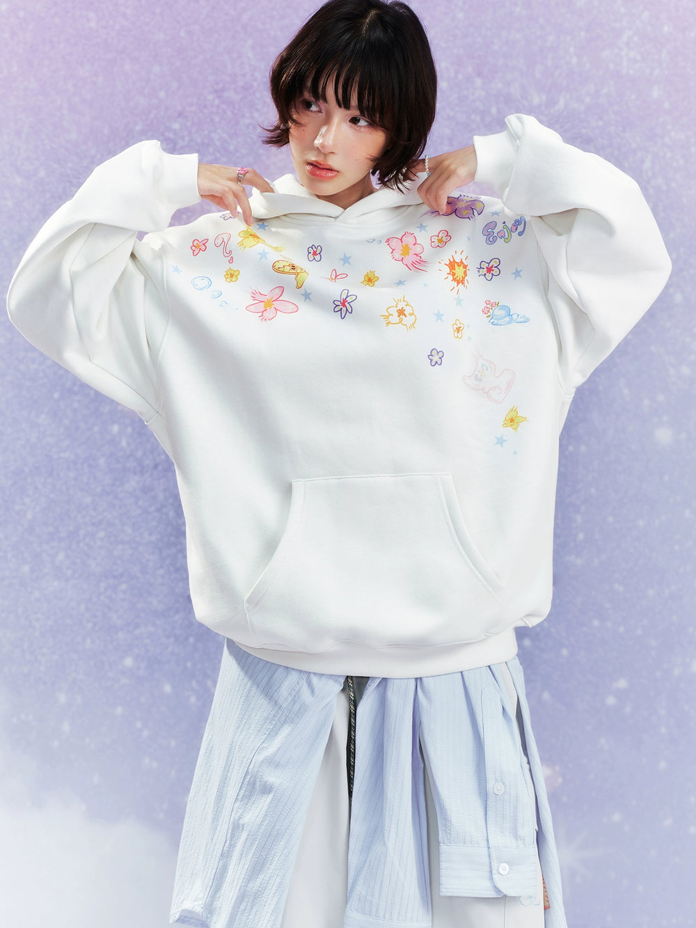 MEDM Graffiti Flower Print Hoodie | Face 3 Face