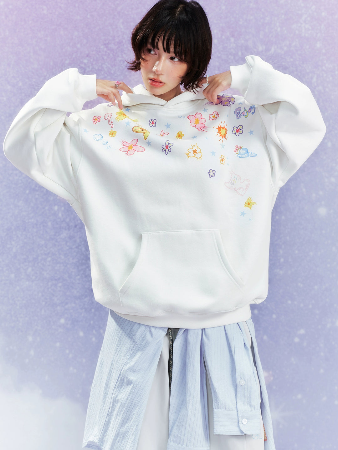 MEDM Graffiti Flower Print Hoodie | Face 3 Face