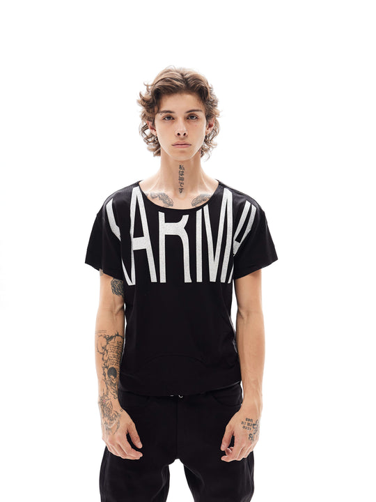 KARMANISTIC Glitter Logo Print Loose Fit Tee | Face 3 Face