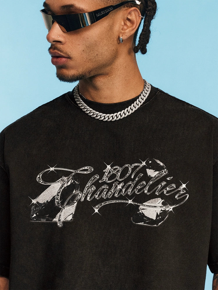1807 SWAROVSKI Crystal Printed Washed Tee | Face 3 Face