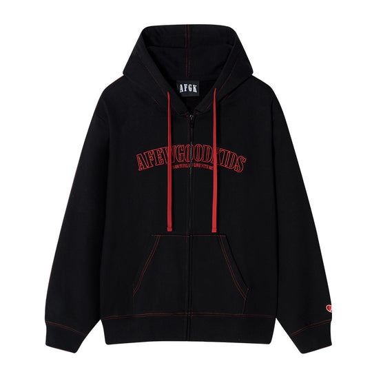 AFGK Big Logo Heart Embroidery Zipper Hoodie